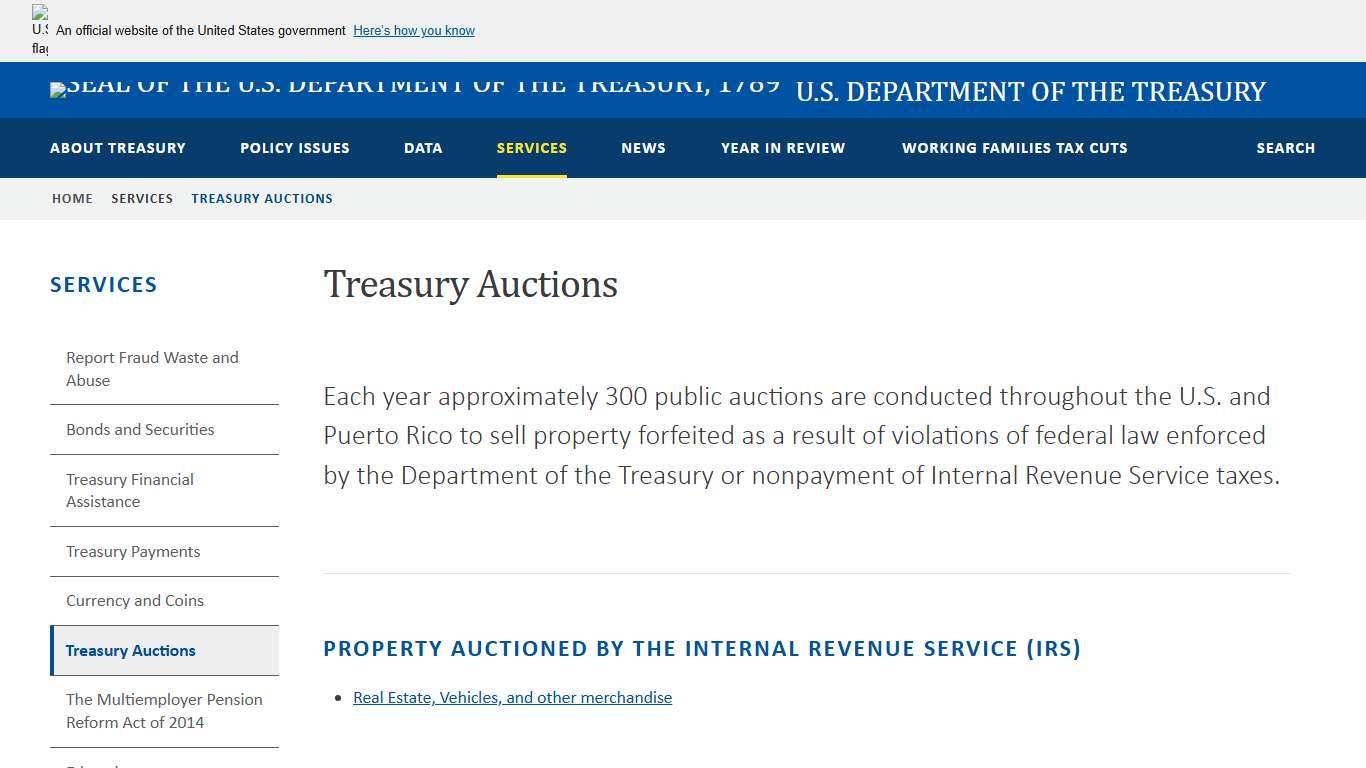 Treasury Auctions U.S. Department of the Treasury