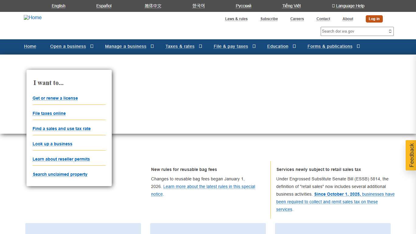 Home Washington Department of Revenue